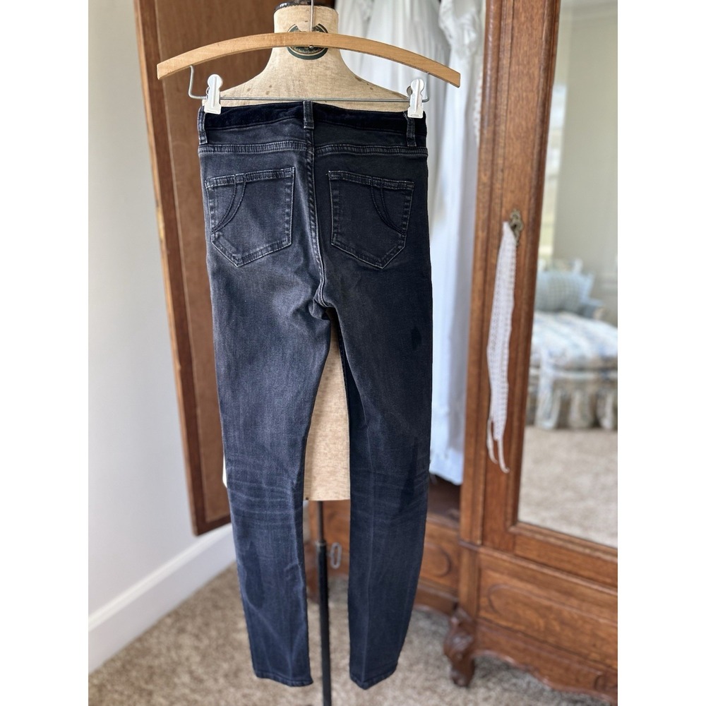 Maje Black Wash High Rise Skinny Jeans Velvet Waist Stretch Size 24 - Picture 2 of 8